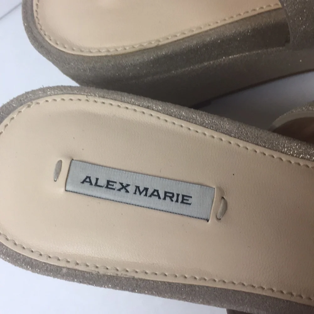 Alex Marie Spark Glittery Gold Strappy Wedges 10